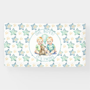 Aquarell Twin Boys Babydusche   Oh, Jungs! Banner