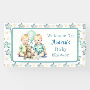Aquarell Twin Boys Babydusche Oh, Jungs! Banner