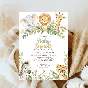 Aquarell-Twin-Jungle-Safari-Tiere-Baby-Party Einladung