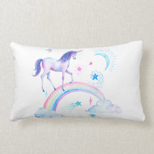 Aquarell über dem Regenbogen-Einhorn Lendenkissen
