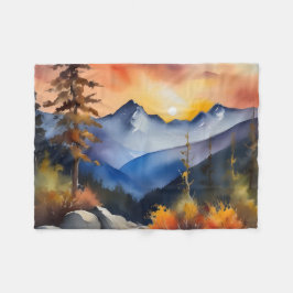 Aquarell über schneebedeckte Berge Fleecedecke