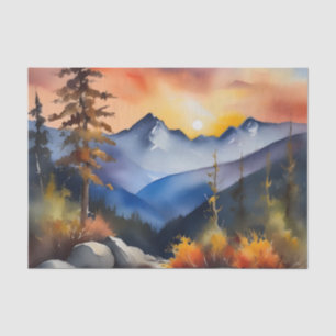 Aquarell über schneebedeckte Berge Seidenpapier