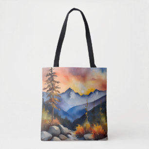 Aquarell über schneebedeckte Berge Tasche