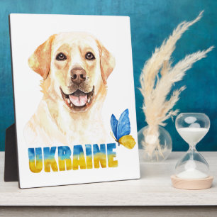Aquarell Ukraine Gelber Lab und Schmetterling Fotoplatte