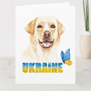 Aquarell Ukraine Gelber Lab und Schmetterling Karte