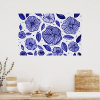 Aquarell und Blume - blaue Farbpalette