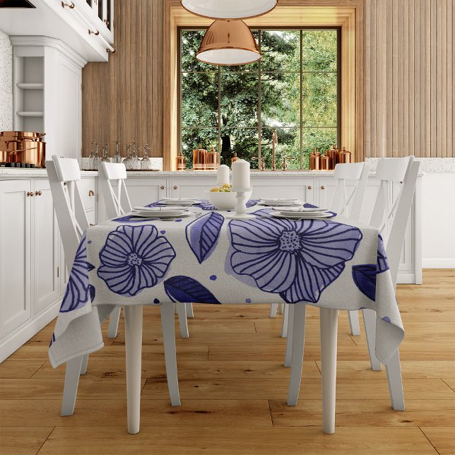 Aquarell und Blume - blaue Farbpalette Tischdecke (Von Creator hochgeladen)