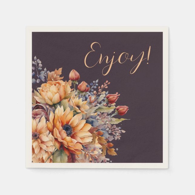 Aquarell und Blume Lila-genießen- Serviette (Vorderseite)