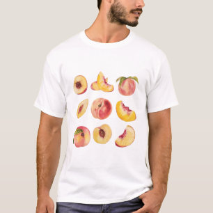 Aquarell und farbenfrohe frische Pfirsichscheiben, T-Shirt