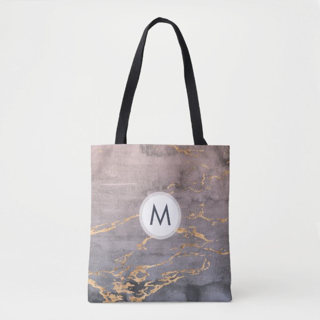 Aquarell und Gold Monogram Tasche (Vorderseite)