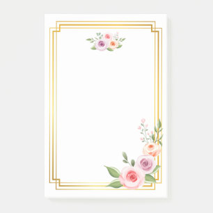Aquarell- und Goldrahmen-Stil Post-it Klebezettel