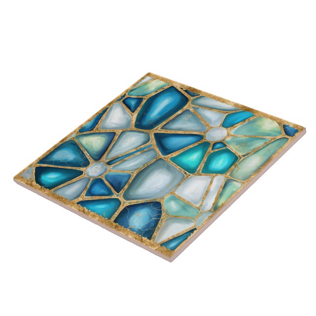 Aquarell- und Goldzellen - Meeresgrenze Fliese (Seite)