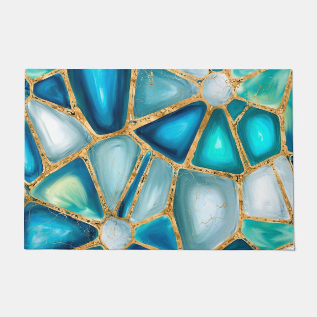Aquarell- und Goldzellen - Ozeane Fußmatte (Vorderseite)