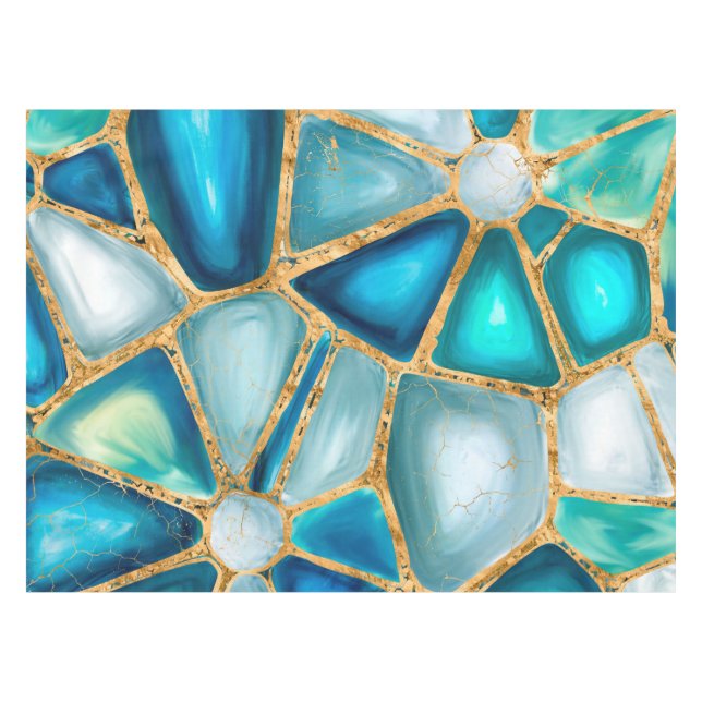 Aquarell- und Goldzellen - Ozeane Tischdecke (Vorderseite (Horizontal))