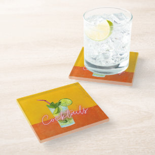 Aquarell- und Neon-Cocktails Bar-Kunst   Glasuntersetzer
