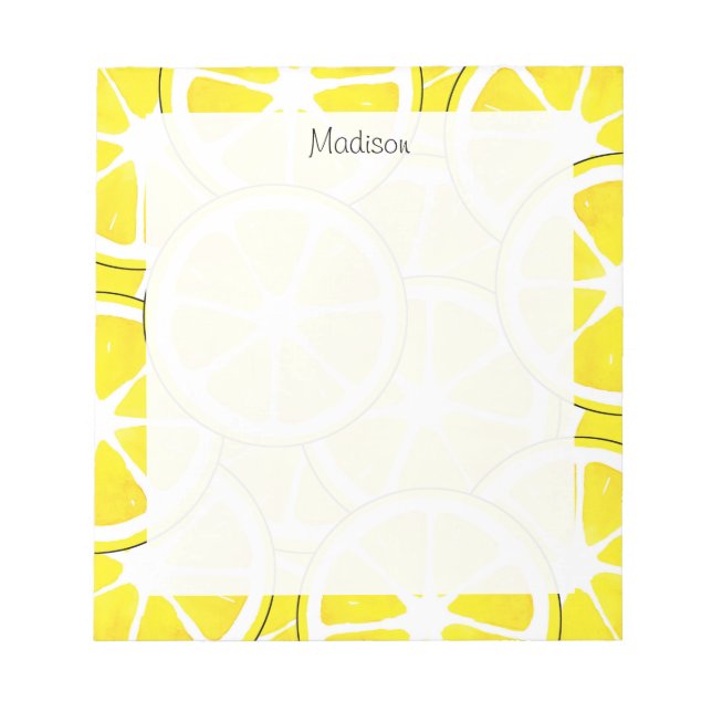 Aquarell und Pen Lemon Scheiben Notizblock (Vorderseite)
