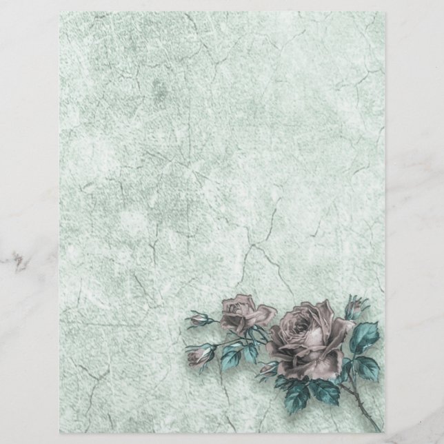 Aquarell und Rose Briefbogen (Vorderseite)