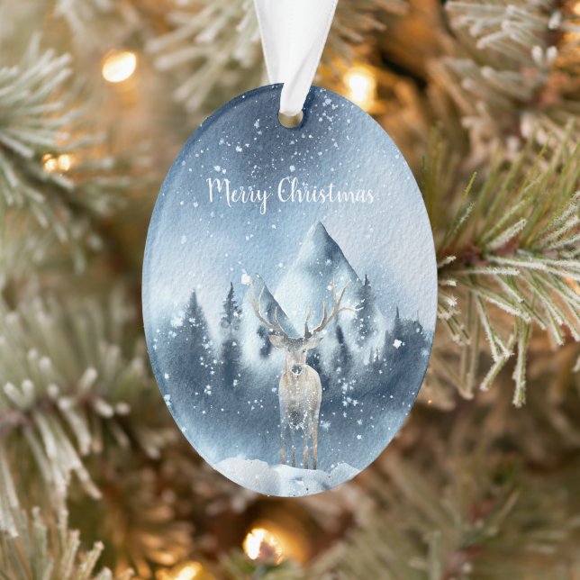 Aquarell und Schnee - individueller Urlaub Ornament (Baum)