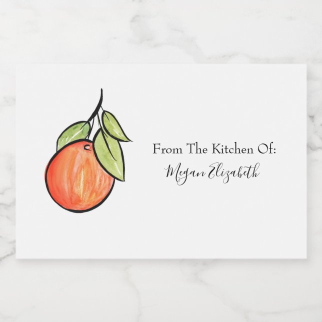 Aquarell und Tinte Orange Lebensmitteletikett (Einzelnes Label)