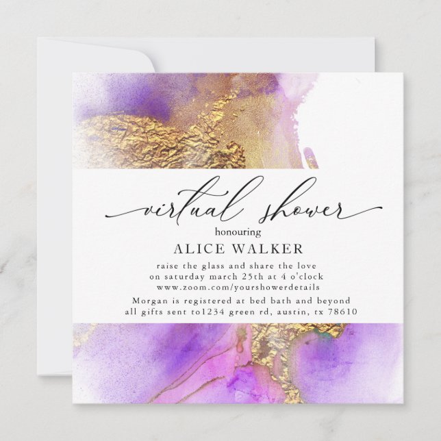 Aquarell und virtuelle goldene Dusche Einladung (Vorderseite)