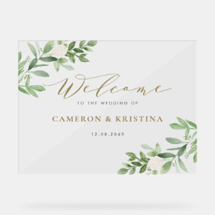 Aquarell und weiße Blume Hochzeit Acrylschild