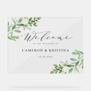 Aquarell und weiße Blume Hochzeit Acrylschild