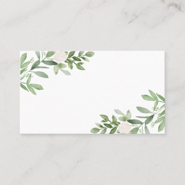 Aquarell und weiße Blume Hochzeit Platzkarte (Vorderseite)