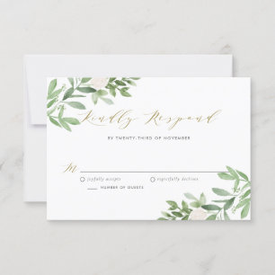 Aquarell und weiße Blume Hochzeit RSVP Karte