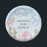 Aquarell unter der SeeBabyparty 7" Platte Pappteller<br><div class="desc">Niedliches See unter der Siegelbabydusche.   Zusammenpassende Einzelteile verfügbar in unserem Geschäft.</div>