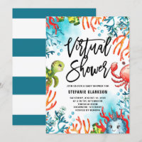 Aquarell unter der virtuellen Babydusche des Meere