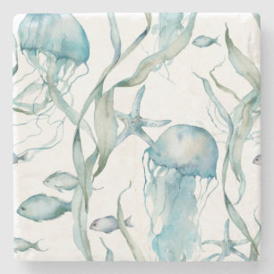 Aquarell Unterhalb der Meeresquallen-Untersetzer Steinuntersetzer