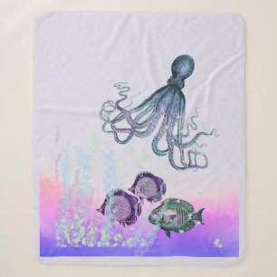Aquarell Unterseeraum Octopus Fischleben Meer Sherpadecke