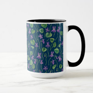 Aquarell-Veilchen auf Blau Tasse