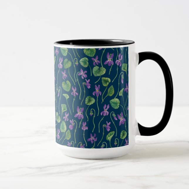 Aquarell-Veilchen auf Blau Tasse (Rechts)