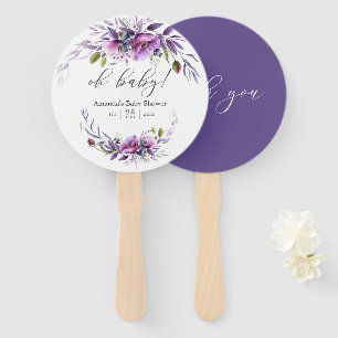 Aquarell-Veilchen-Mohn-Blumen-Baby-Shower Fächer