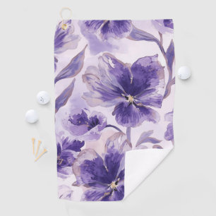 Aquarell-Veilchenblüten Lila Blumen Gemalt Golfhandtuch