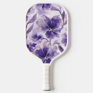 Aquarell-Veilchenblüten lila gemalt Pickleball Schläger