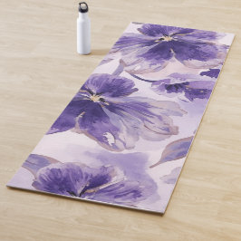 Aquarell-Veilchenblüten lila gemalt Yogamatte