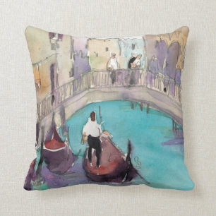 Aquarell-Venedig-Gondel-Fahrt der Bestimmungsort-  Kissen