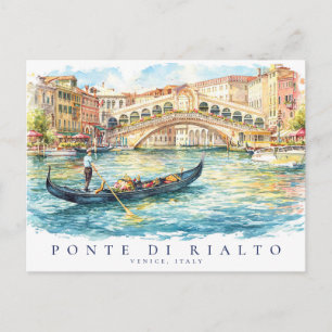 Aquarell Venedig Rialto-Brücke Italien Reise Postkarte