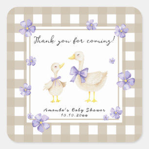 Aquarell Verrückte Gans Baby Shower Danke Quadratischer Aufkleber
