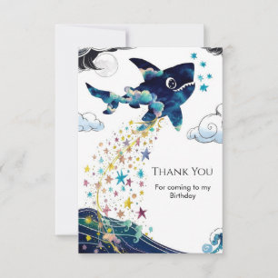 Aquarell Verzauberter Tiefsee-Hai Geburtstag Dankeskarte