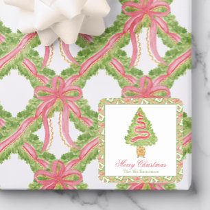 Aquarell Verzierte Vornehme Weihnachtsbaum Quadratischer Aufkleber