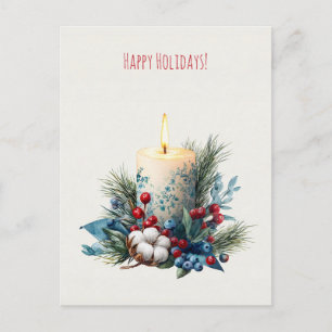 Aquarell-verzierte Weihnachtskerze Feiertagspostkarte