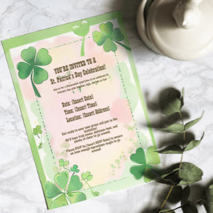 Aquarell Vierblatt Klee Shamrock St. Patrick's Einladung