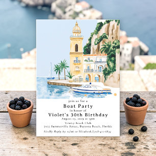 Aquarell Villa Boot Party Geburtstag Einladung