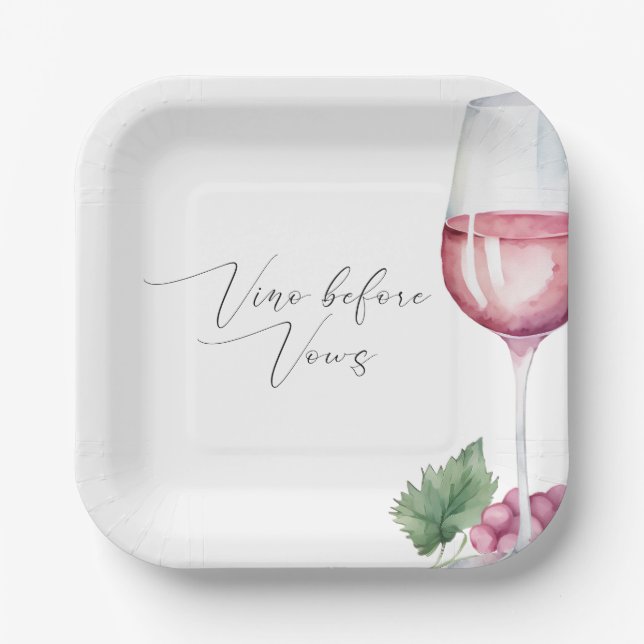 Aquarell Vino vor Vows Paper-Tellern Pappteller (Vorderseite)