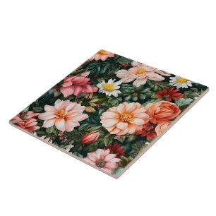Aquarell Vintag Moderne Blumensammlung Fliese