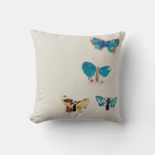 Aquarell vintage blaue Schmetterlinge. Odilon Redo Kissen