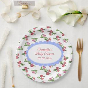 Aquarell Vintage Blumen Baby Shower Pappteller